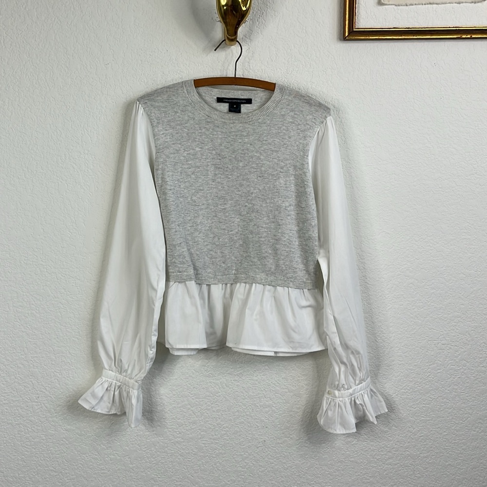 French Connection Gray and White Layered Sweater - Picture 2 of 11